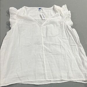 Old Navy White Blouse with Ruffled Sleeves
